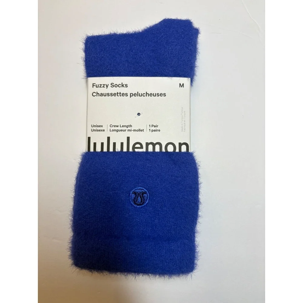 Lululemon Fuzzy Socks Riverside Blue Crew Length Unisex Size M‎